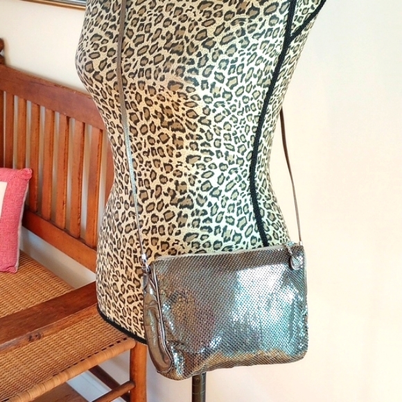 Vintage Whiting & Davis Bronze Mesh and Leather Crossbody/Shoulder Bag - Picture 15 of 15